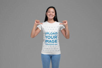 Mockup of a Woman Proudly Showing off Her T-Shirt