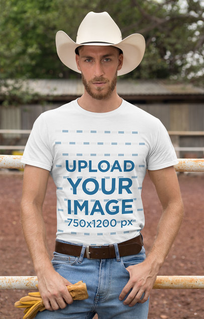 T-Shirt Mockup of a Cowboy with a Country Outfit