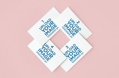 Mockup of Four Business Cards Overlapped Against a Flat Surface 48-el