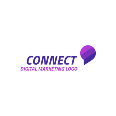 Digital Marketing Logo Design Template with a Speech Balloon Icon