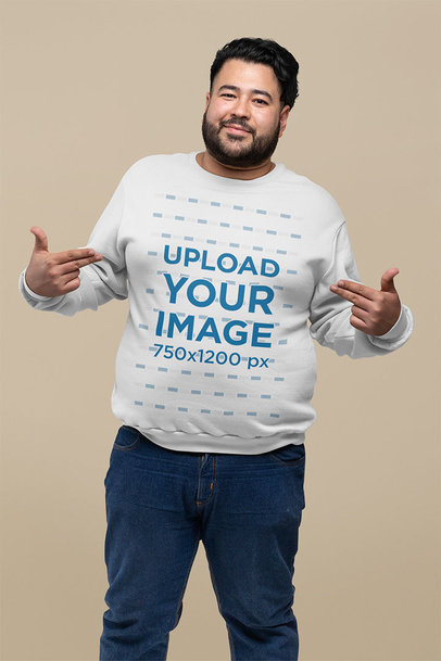Plus Size Sweatshirt Mockup of a Bearded Man Pointing at Himself