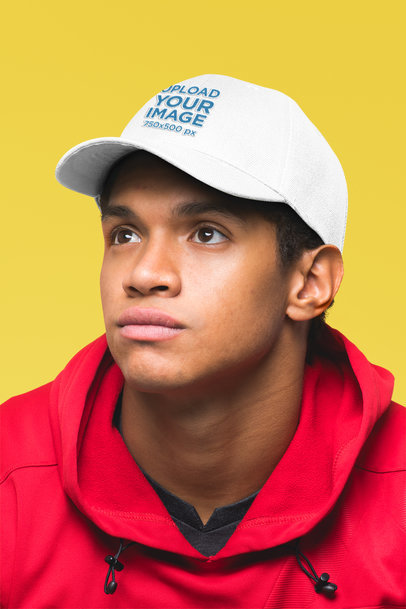 Mockup of a Man Wearing a Dad Hat in a Studio 