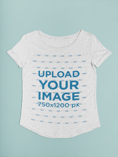 Women's Heather T-Shirt Mockup with a Simple Solid Color Background