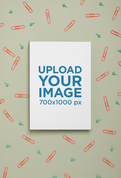 Mockup of an A4 Flyer Surrounded by Some Round Head Pins and Paper Clips 27215