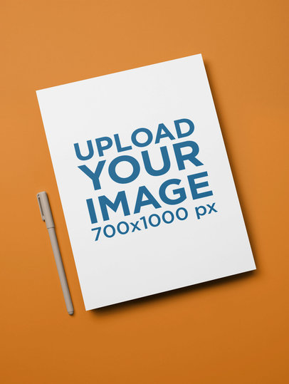 Minimalistic Mockup of an A4 Letterhead Next to a Pen over a Flat Backdrop
