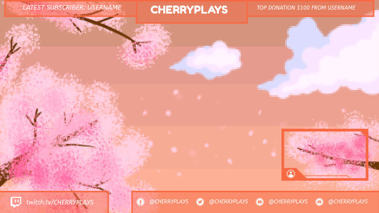 Placeit - Twitch Overlay Maker with a Pixel Art Landscape Background
