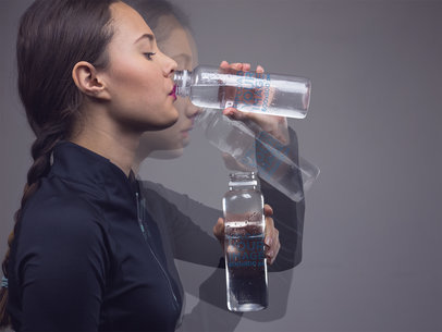 Motion Photo Mockup of a Young Woman Drinking Water a8429