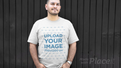 Plus Size T-Shirt Video of a Man Against a Black Background 12467