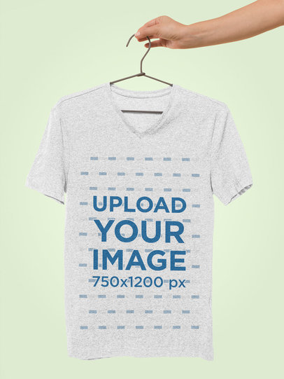 Mockup of a V-Neck Heather Tee in a Minimalistic Setting