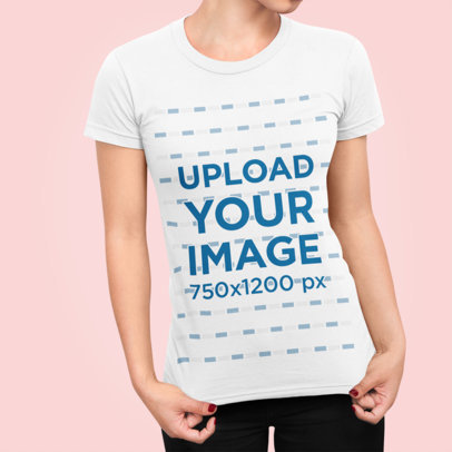 Mockup of a Woman Showing the Print on Her T-Shirt