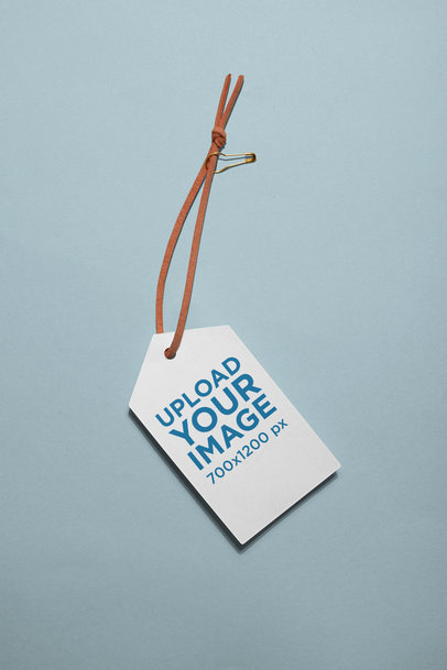 Minimalistic Brand Tag Mockup with a Leather Lace 27657