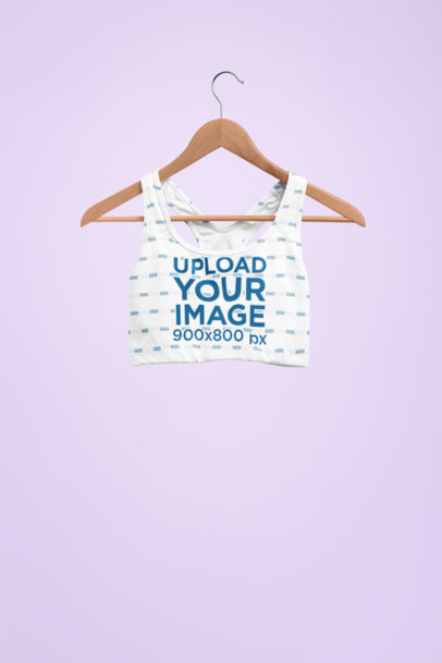 Mockup of Sports Bra Hanging Against a Flat Wall
