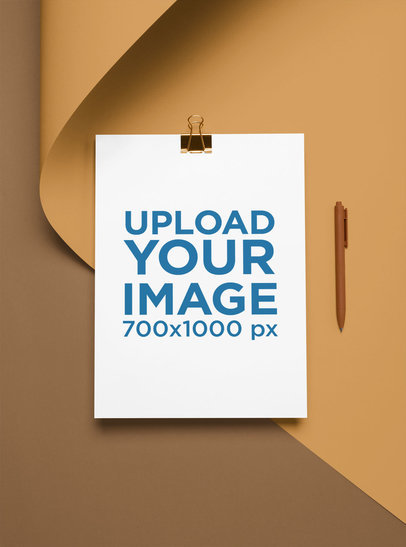 A4 Letterhead Mockup with a Binder Clip and a Pen