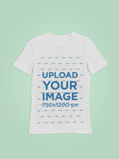 Simple V-Neck Heathered T-Shirt Mockup on a Flat Lay 27680