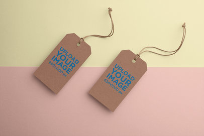 Mockup of Two Brand Tags with a Two-Colored Background 27643