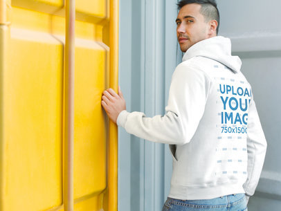 Young Man at a Construction Site Hoodie Mockup