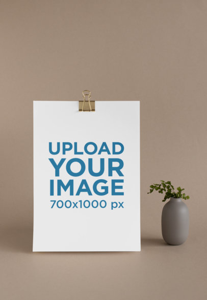 Letterhead Mockup of an A4 Paper Standing Next to a Small Plant