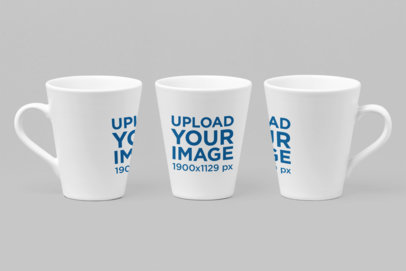 Mockup of Three 11 Oz Mugs in Different Perspectives 