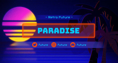 Twitch Banner Template Featuring a Retrowave Beach