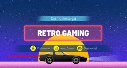 Retrowave Twitch Banner Maker Featuring a Car Riding into the Sunset 1502k