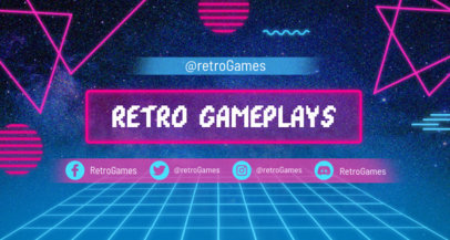 Retrowave Twitch Banner Template with Neon Shapes