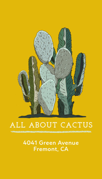 Business Card Maker with Cactus Graphics in Vertical Format