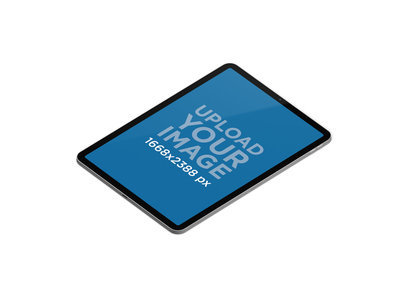 Mockup of an iPad Pro in Portrait Position Floating on a Flat Background