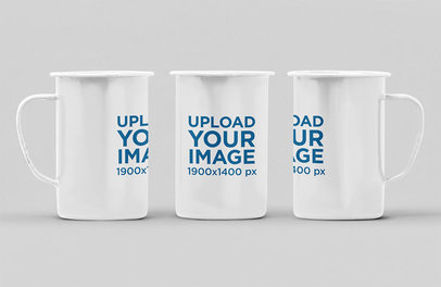 Mockup of Three 21 oz Enamel Mugs in Different Positions 27880