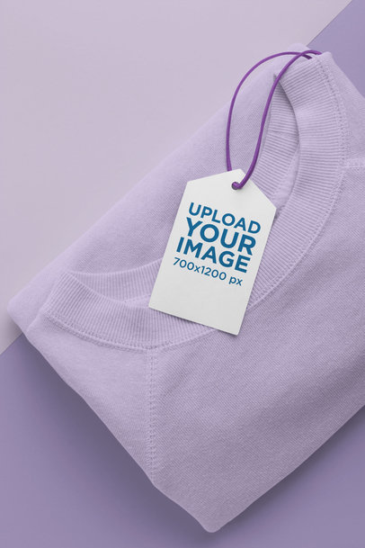 Clothing Brand Tag Mockup Attached to a Sweatshirt