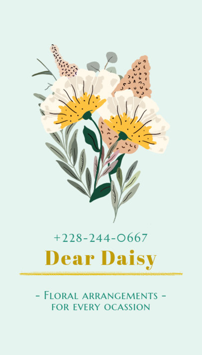 Vertical Business Card Template with a Floral Design