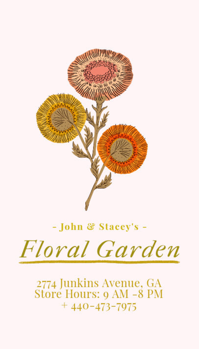 Business Card Maker with Flower Graphics in Vertical Format