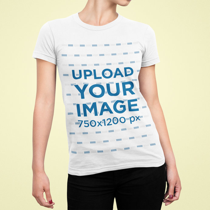 T-Shirt Mockup of a Woman Posing with Cropped Face