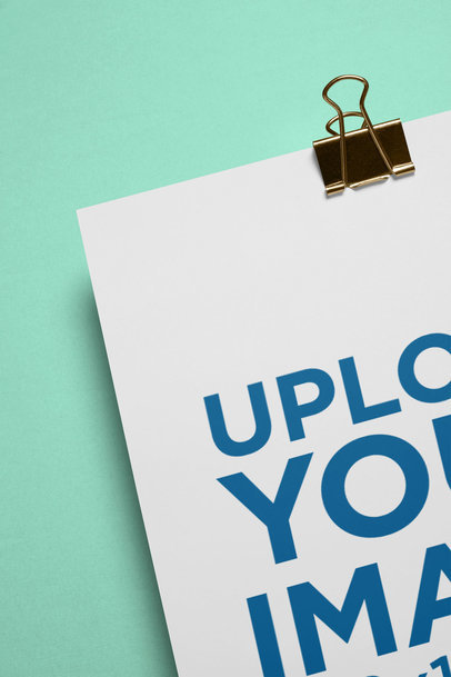 Mockup of a Cropped A4 Letterhead with a Binder Clip