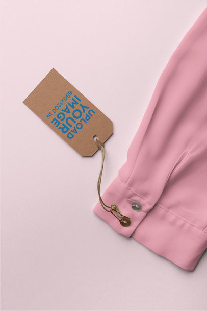 Clothing Tag Mockup Attached to a Long Sleeve Blouse  