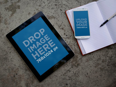 Mockup of an iPad and a Samsung Galaxy