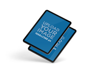 Mockup of Two Overlapped iPad Pro in Portrait Position