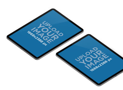 Mockup of Two iPad Pros in Portrait Mode