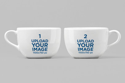 Mockup of Two 24 oz Porcelain Mugs