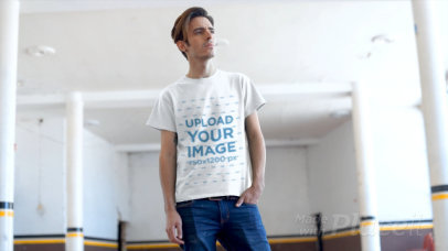 T-Shirt Video Featuring a Man at an Empty Parking Lot 12864