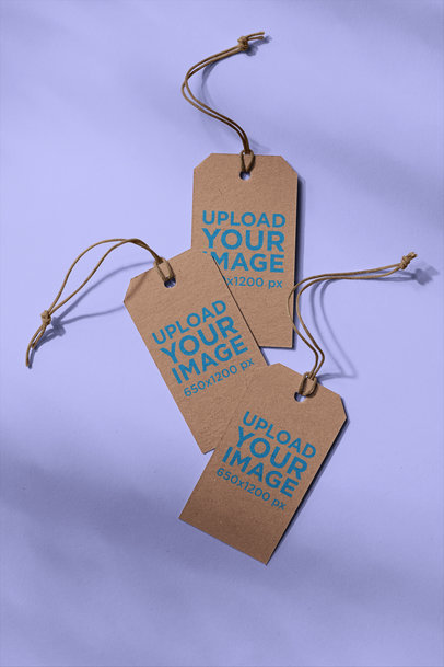 Mockup of Three Brand Tags on a Plain Surface 27649