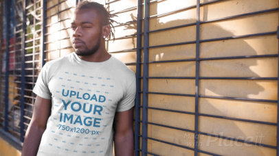 T-Shirt Video of a Man with a Strong Look on the Street