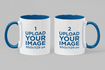 Mockup of Two Different Two Toned Mugs Standing Side by Side