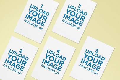 Mockup of an A4 Letterhead Pack Lying over a Solid Surface