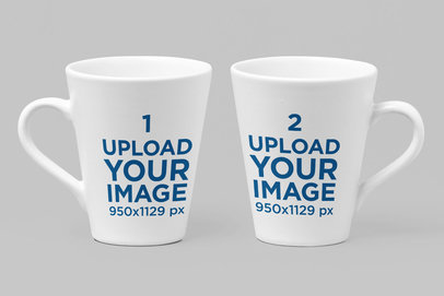 Mockup of Two 11 oz Mugs Standing Next to Each Other 