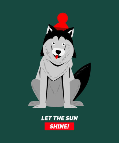  T-Shirt Design Template With a Happy Dog Illustration