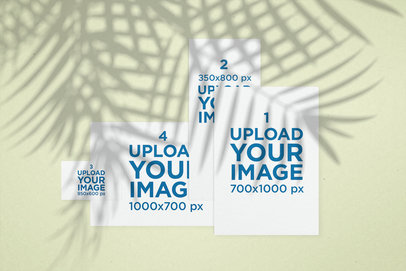 Stationery Mockup with Palm Leaves Shadows 