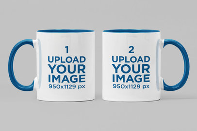 Mockup of Two Two-Toned 11 oz Mugs Against a Plain Background 