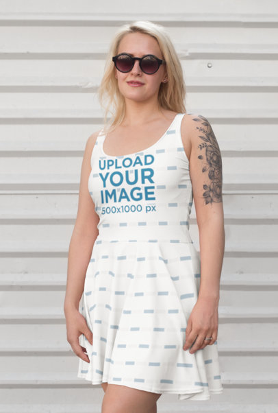 Skater Dress Mockup of a Woman with Sunglasses