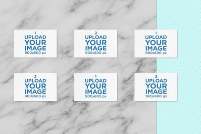 Mockup of Business Cards Aligned over a Marble-Like Surface 169-el