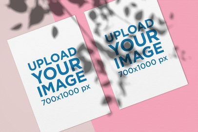 Minimal Mockup of Two A4 Letterheads Over a Two-Color Background